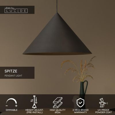 Lucide SPITZE - Pendant light - Ø 60 cm - 1xE27 - Grey - Vibes